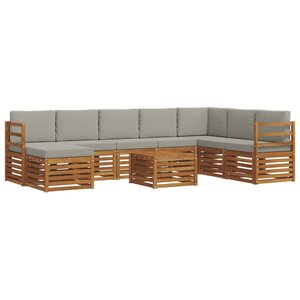 vidaXL Ensemble de canapés d'extérieur 9 Pièces Gris Naturel et Clair