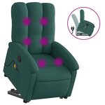 vidaXL Fauteuil inclinable de massage Vert foncé Tissu