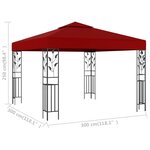 vidaXL Belvédère 3x3 m Rouge bordeaux