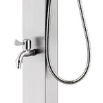 vidaXL Douche de jardin avec base gris 225 cm Acier inoxydable