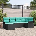 vidaXL Ensemble de canapé de jardin avec stockage 6 Pièces Noir polyrotin