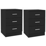 vidaXL Tables de chevet 2 Pièces Noir 38x35x56 cm Bois d'ingénierie