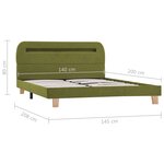 vidaXL Cadre de lit avec LED Vert Tissu 140x200 cm