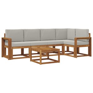 vidaXL Ensemble de canapés d'extérieur 6 Pièces Gris Naturel et Clair