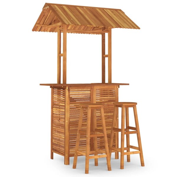 vidaXL Ensemble de bar de jardin 3 Pièces Bois d'acacia solide
