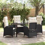 vidaXL Ensemble de salle à manger de jardin 5 pièces avec coussins en poly rattan noir