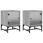 vidaXL Tables de chevet et portes vitrées 2 Pièces sonoma gris 35x37x50cm