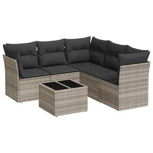 vidaXL Salon de jardin 6 Pièces avec coussins gris clair résine tressée