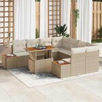vidaXL Ensemble de salle à manger pour jardin 9 Pièces Beige  Crème