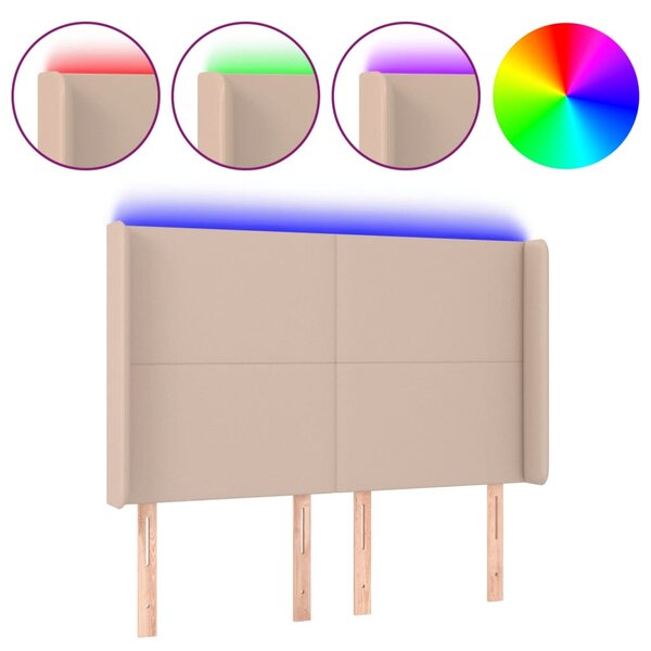 vidaXL Tête de lit à LED Cappuccino 147x16x118/128 cm Similicuir