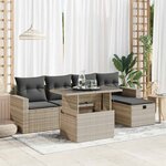 vidaXL Salon de jardin 6 Pièces avec coussins gris clair résine tressée
