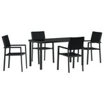 vidaXL Ensemble de salle à manger de jardin 5 pièces Noir Poly Rotin