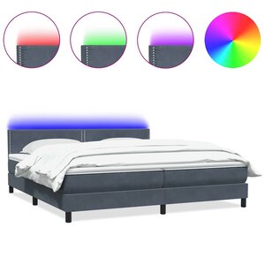 vidaXL Sommier à lattes de lit et matelas et LED gris foncé 180x220cm velours