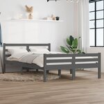 vidaXL Cadre de lit sans matelas gris bois massif 140x190 cm