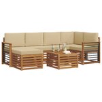 vidaXL Ensemble de canapé d'angle avec coussin 7 Pièces Naturel et Beige