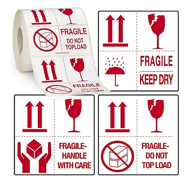Étiquette d'expédition fragile - keep dry (lot de 500) (lot de 2)