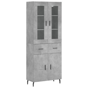vidaXL Buffet haut Gris béton 69 5x34x180 cm Bois d'ingénierie