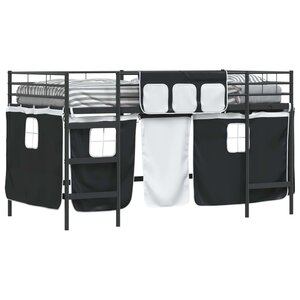 vidaXL Cadre de Lit Mezzanine pour Enfants avec Rideaux Noir