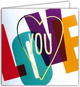 Carte Je t'aime Saint Valentin 14 février Amour I Love you + Enveloppe 15x15cm