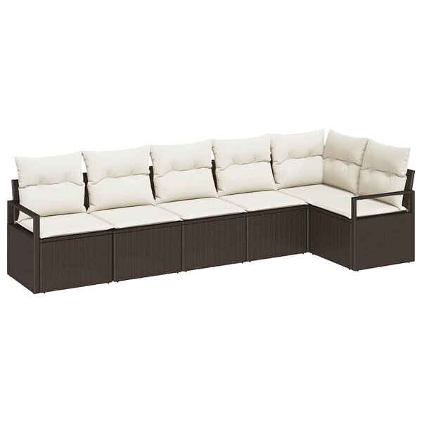 vidaXL Ensemble de canapé de jardin 6 Pièces Marron Poly rotin