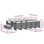 vidaXL Ensemble à manger de jardin et coussins 15 Pièces beige