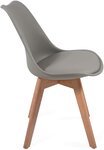Lot de 4 chaises de salle à manger scandinaves assise rembourré pieds en bois hêtre rétro chaise pour salon chambre cuisine bureau gris 01_0000717
