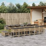 vidaXL Ensemble à manger de jardin et coussins 17 Pièces mélange beige
