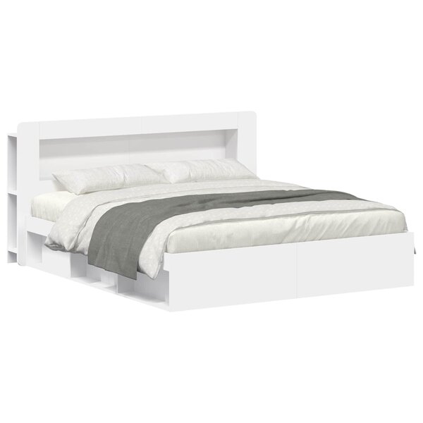 vidaXL Cadre de lit avec rangement avec tête de lit Blanc 180 x 200 cm