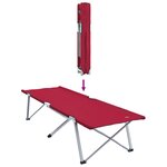 vidaXL Lit de Détente Pliant Rouge Métal  Tissu Standard Pliable