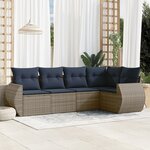 vidaXL Salon de jardin 5 Pièces avec coussins gris résine tressée