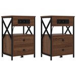 vidaXL Cabinet de chevet 2 Pièces Chêne marron 40 x 31 x 60 cm