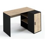 Bureau Indus - chêne et noir - 1 Porte + 3 étageres - de rangement - 120 x 90 x 76 cm