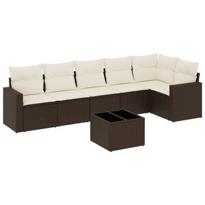 vidaXL Salon de jardin avec coussins 7 Pièces marron résine tressée