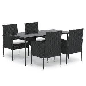 vidaXL Ensemble à manger de jardin coussins 5Pièces Noir Résine tressée
