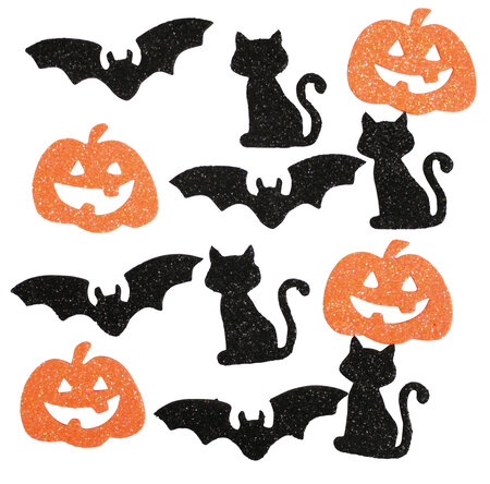 Sticker chat  citrouille  chauve-souris mousse 2 5 à 4 5 cm 24 pièces