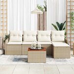 vidaXL Ensemble de canapé de jardin 6 Pièces Beige Poly rotin