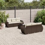 vidaXL Salon de jardin avec coussins 7 Pièces marron résine tressée