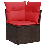 vidaXL Canapé d'angle de jardin avec coussins en résine tressée marron