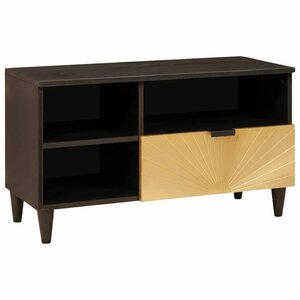 vidaXL Meuble TV Noir et or 80 x 33 x 46 cm Bois d'ingénierie