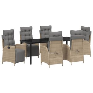 vidaXL Ensemble de salle à manger pour jardin 7 Pièces Beige polyrotin