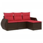 vidaXL Salon de jardin 4 Pièces avec coussins marron résine tressée