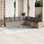 vidaXL Salon de jardin avec coussins 9 Pièces beige résine tressée