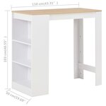 vidaXL Table de bar avec étagère Blanc 110x50x103 cm