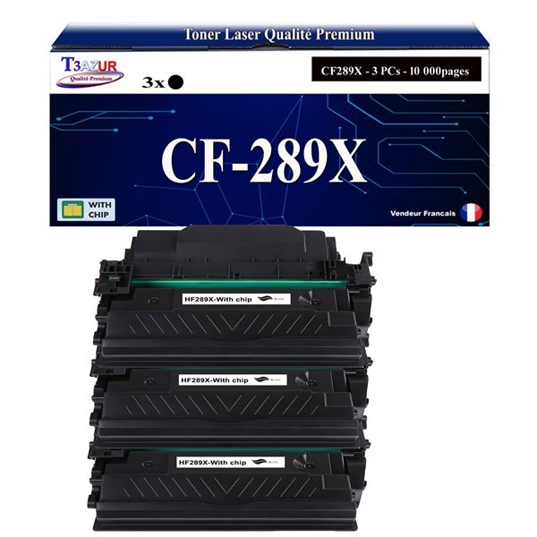 T3AZUR -3x Toners compatibles avec HP CF289X (89X) pour HP LaserJet Enterprise M528dn  M528f  E50145dn  E52645c  E52645dn