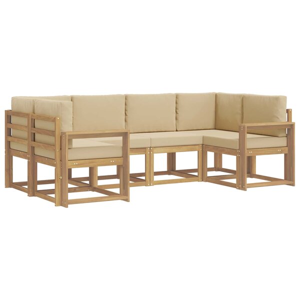 vidaXL Ensemble de canapés d'extérieur 6 Pièces Blanc et Beige