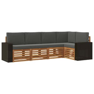 vidaXL Ensemble de canapé d'angle 5 Pièces Naturel et Anthracite