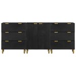 vidaXL Buffets 3 Pièces noir bois d'ingénierie