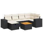 vidaXL Salon de jardin 7 Pièces avec coussins noir résine tressée
