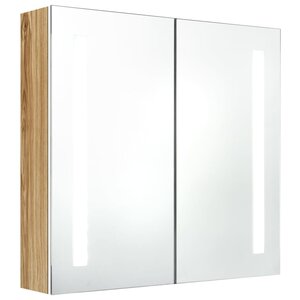 vidaXL Armoire de salle de bain à miroir LED blanc et chêne 62x14x60cm