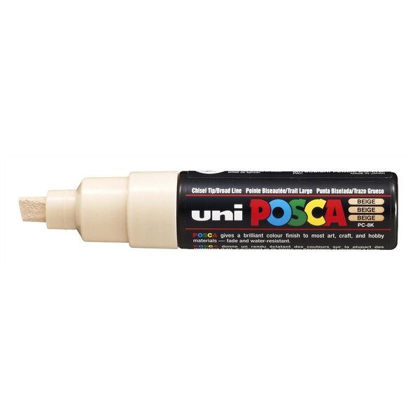 Marqueur pointe large biseautée pc8k 8mm beige x 6 POSCA